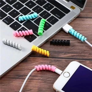 Heyf® 4lü Apple, Android Şaj Kablosu Koruyucu Silikon Spiral Yay Aparat
