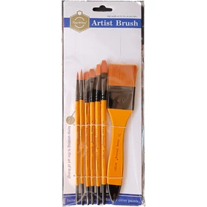 Zemin Fırçalı 7 Li Fırça Seti Yağlı Akrilik Guaj Sulu Boya (Düz Yan Kesik Kedi Dili) Dengeli Yumuşak