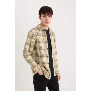 %100 Pamuk Regular Fit Kareli Oduncu Flanel Uzun Kollu Gömlek D6727AX25SP