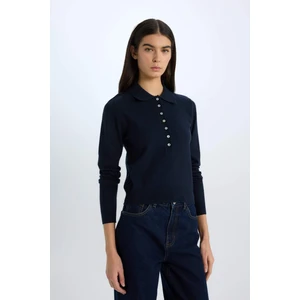 Defacto Regular Fit Polo Yaka Basic Düz Triko Kazak D6259Ax25Sp