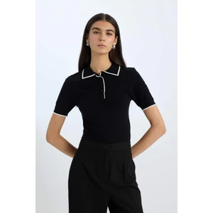 Fitted Polo Yaka Kısa Kollu Triko Tişört C1498AX25SP