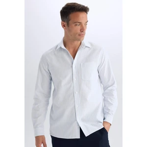 %100 Pamuk Regular Fit Polo Yaka Çizgili Oxford Uzun Kollu Gömlek D6101AX25SP