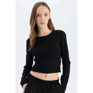 Coool Fitted Basic Düz Ribana Uzun Kollu Tişört E7797AX25SP