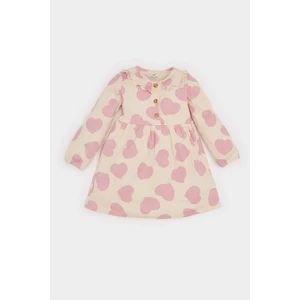 Kız Bebek Desenli Uzun Kollu Fitilli Kaşkorse Elbise D9583A525SP