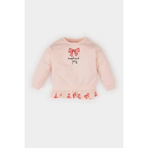 Kız Bebek Bisiklet Yaka Baskılı İçi Yumuşak Tüylü Sweatshirt E2944A525SP