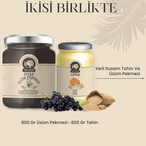 Hacı Kamil Yerli Susam Tahin 800 gr -Üzüm Pekmezi 800 gr Cam Kavanoz