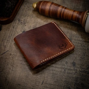 Craft And Luna El Yapımı Lüks Mumlu Ip Dikişli Hakiki Gerçek Deri Yatay Antik Kahverengi Deri Erkek Cüzdan 1812