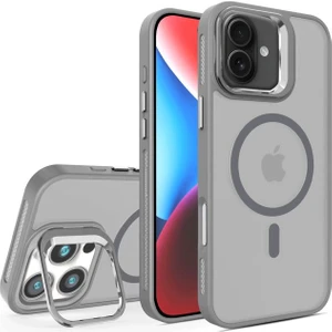 Apple iPhone 16 Plus Uyumlu Kılıf Standlı Mat Magsafe Metal Tuşlu Kamera Lens  Wonk Kapak