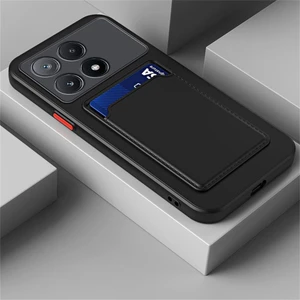 Xiaomi Mi 14T Pro Kılıf Kamera Korumalı Kartlıklı Cüzdanlı Kırmızı Tuşlu Siyah Silikon Kapak