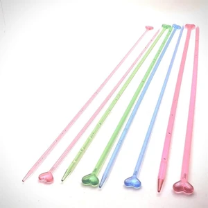Örgü Şiş Seti 4' Lü Kalpli Plastik 35 cm | 3 - 4 - 5 - 6