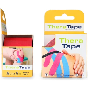 Thera Tape Kınesıo Sporcu Agrı Bandı 5 Metre x 5 cm Kırmızı Renk