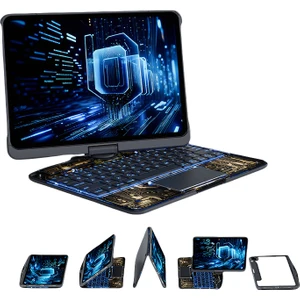 Apple iPad Pro 11 Inc 2. Nesil (2020) LED Aydınlatmalı Bluetoothlu Touchpadli 360° Dönebilen Transparent Klavyeli Kılıf A2228 A2068 A2230