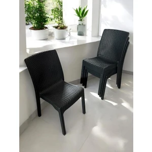 Nar Sokağı 4 Adet Kolsuz Rattan Sandalye 4'lü Set