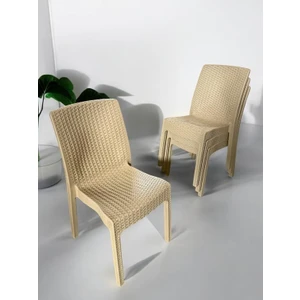 Nar Sokağı 4 Adet Kolsuz Rattan Sandalye 4'lü Set