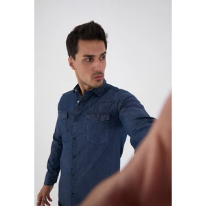 Jack Carısma. Denim Kot  Çift Kapaklı Cep Livays Erkek Gömlek