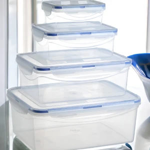 Melkan Home Kilitli Kapaklı Sızdırmaz Şeffaf Dikdörtgen Saklama Kabı 4'lü Set Toplam 9,65 Litre Geniş Hacim
