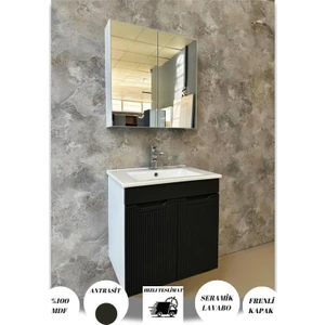 Banyo Dolabı Aynalı Cnc Işlemeli Membran Kapaklı 65 cm