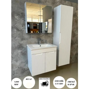 Banyo Dolabı Aynalı Cnc Işlemeli Membran Kapaklı 65 cm