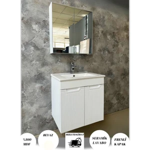 Banyo Dolabı Aynalı Cnc Işlemeli Membran Kapaklı 65 cm