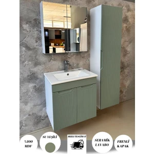 Banyo Dolabı Aynalı Cnc Işlemeli Membran Kapaklı 65 cm