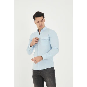 Jack Carısma Pamuk Keten Likralı-Esnek Kapaklı Çift Cep Erkek Gömlek