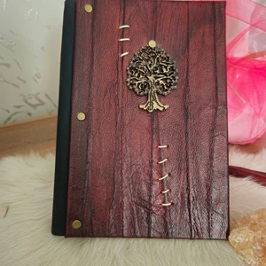 Antik Kırmızı Hayat Ağacı Eskitme Hakiki Şamua Kağıt Hediyelik Anı Günlük Ajanda Defter