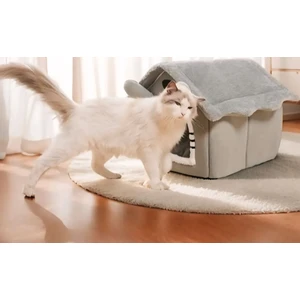 Evcil Hayvan Yatağı Kedi Yatağı Köpek Yuvası Kedi Evi, Kedi Yuvası, Kedi Yatağı Taşınabilir L-Beden Gri Renkli