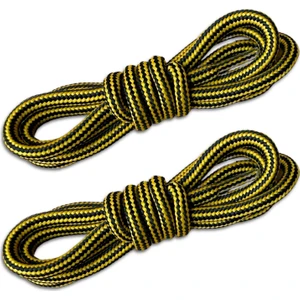 2 Çift- 120 Cm, Sarı+ Siyah Şeritli, Fitilli Yuvarlak Extra Sağlam, Bot, Ayakkabı Bağcığı