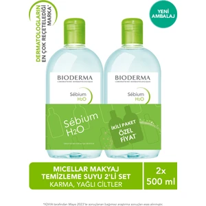 Sebium H2O Micellar Makyaj Temizleme Suyu 2'li Set Karma,Yağlı ve Akne Eğilimli Ciltler 500 ml