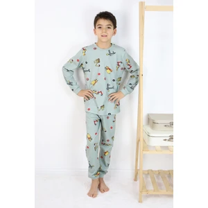 Harika Kids Erkek Çocuk Baskılı Interlok Kumaş Uzun Kollu Pijama Takımı