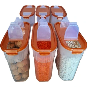 MRS Store Kilitli Sızdırmaz Erzak Bakliyat Saklama Kabı Kiler Box 6 'lı Set Lüks Kutu ( 3 Litre ) Çeyiz Seti 12 Parça
