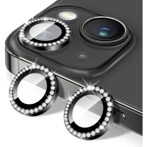 Apple iPhone 13 Mini Taşlı Parlak Kamera Lens Koruyucu Cam ve Çerçeve Kamera Koruma Lensi