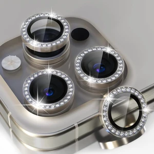Apple iPhone 15 Pro Max Taşlı Parlak Kamera Lens Koruyucu Cam ve Çerçeve Kamera Koruma Lensi