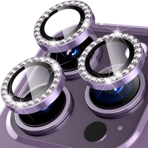 Apple iPhone 14 Pro Taşlı Parlak Kamera Lens Koruyucu Cam ve Çerçeve Kamera Koruma Lensi
