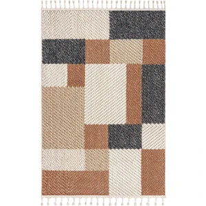 Cool Halı Bress 1406 Sarı Kolay Kullanım Hav Toz Vermez Hasır Dokulu Bukle Örgü Modern Desen Halı
