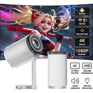 Robeve Taşınabilir Ayarlanabilir Projeksiyon Projektör Cihazı 4K Görüntü Projeksiyon Portatif Projektör 1080P Destekli Projeksiyon Smart Versiyon Akıllı Projeksiyon Cihazı