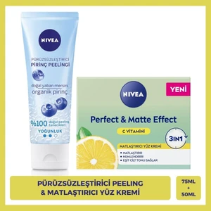 Nıvea Pürüzsüzleştirici Pirinç Yüz Peeleng 75ML ve Perfect&matte Matlaştırıcı Gündüz Yüz Bakım Kremi 50ML