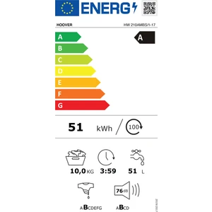HW 210AMBS/1-17 10 kg Wi-Fi + Bluetooth Bağlantılı 1200 Devir Çamaşır Makinesi