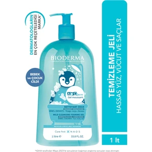 ABCDerm Bebek ve Çocuk Yüz, Saç, Vücut Şampuanı 1 Lt Normal ve Kuru Ciltler, Dermatolojik Tuzsuz