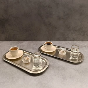 Home 2'li Oval Sunumluk Tepsi - Silver