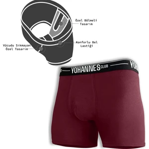 Yohannes Club ,erkek, Özel Bölmeli Pamuklu Boxer,tekli, Bordo