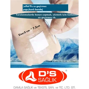 Ds Sağlık Su Geçirmez Şeffaf Pu Film Pedli Örtü- Deniz,havuz,banyo Örtüleri 5cm x 7,5 cm ( 50 Adet )