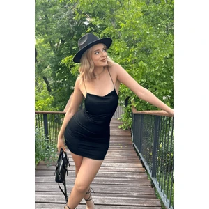 Kadın Siyah Ince Askılı Basic Şık Mini Şık Elbise