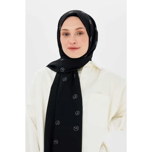 Moda Kaşmir Medine Ipeği Şal Mk Desen  Siyah Beyaz