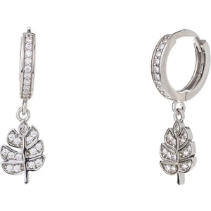 Yaprak Model Zirkon Taşlı 925 Ayar Gümüş Kadın Küpe