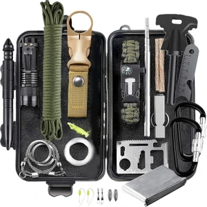 Bloom Boutique Açık Kamp Ekipmanları Hayatta Kalma Araçları Kiti Wilderness Survival Acil Durum Kiti Çok Fonksiyonlu Taktik Kamp Ilk Yardım Malzemeleri (Yurt Dışından)