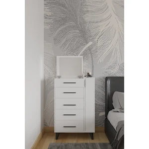 Rose Aynalı Makyaj Masası, Şifonyer, Etijer, Çok Amaçlı Takı Dolabı, Beyaz