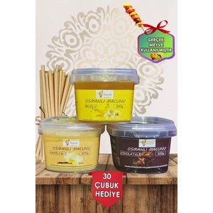 3 Çeşit 300GR. Hazır Osmanlı Macunu Seti - Çikolatalı, Vanilyalı, Muzlu - 30 Adet Macun Çubuğu Hediyeli