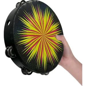 TF-30BK Çift Sıra 8 Zilli Siyah Derili Tef Tamburin 25.5 cm