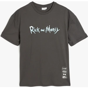 Rick And Morty Lisanslı Arkası Baskılı Kısa Kollu Bisiklet Yaka Tişört